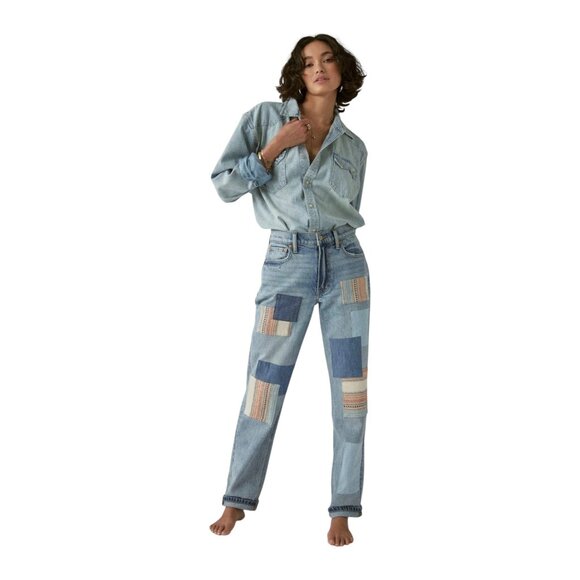 Lucky Brand Lucky Legend Patchwork Jeans Blue Size 10/30 Retro Boho Casual Fall - Picture 1 of 16